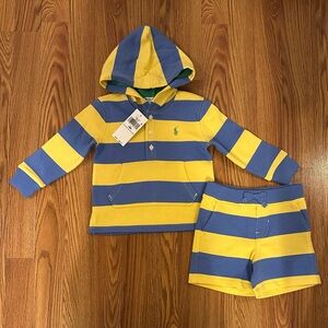 Polo Ralph Lauren Baby’s Striped Yellow and Blue Hoodie Set, Size 18 Months